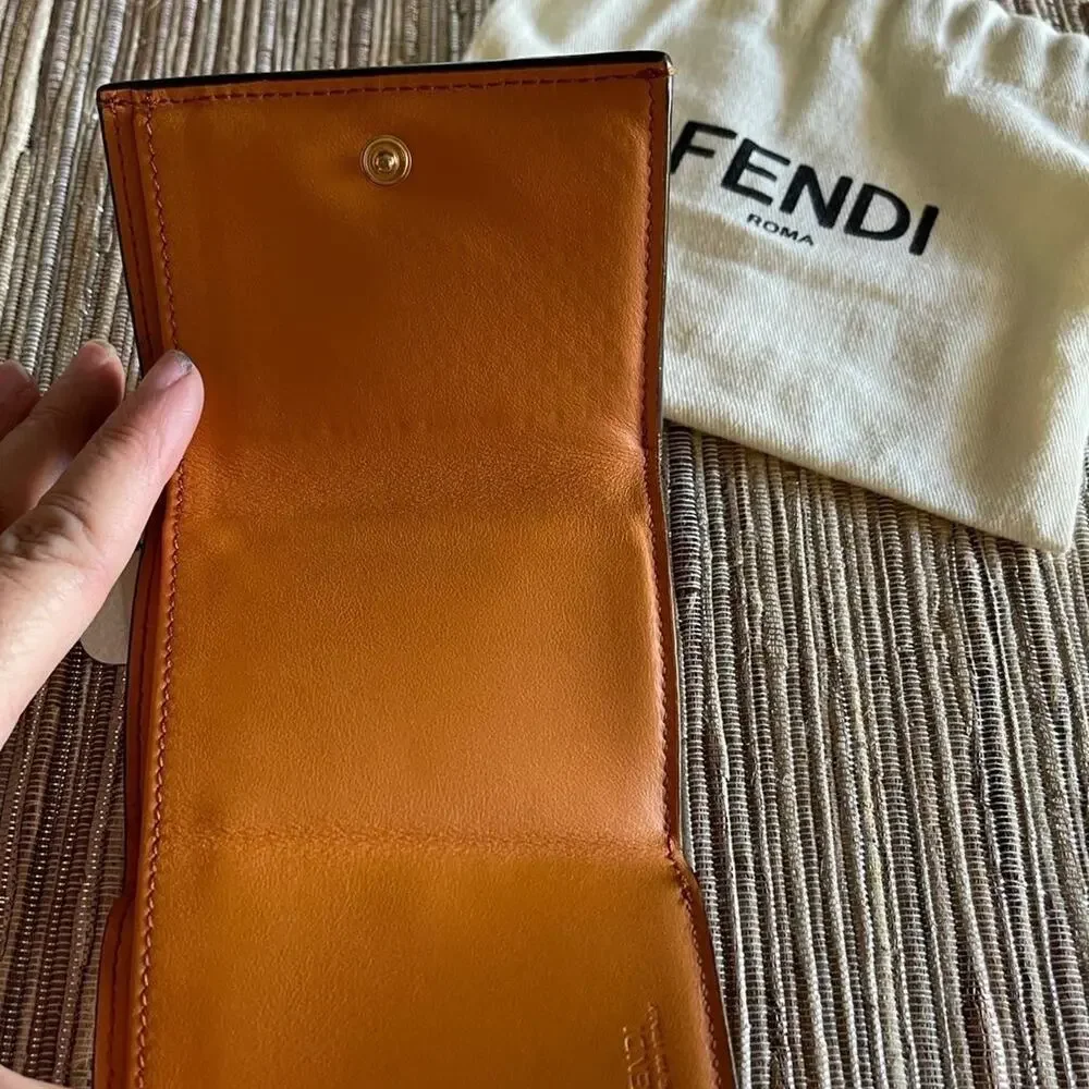 Fendi micro tri-fold Wallet karung snakeskin cognac w/dustbag *RARE
